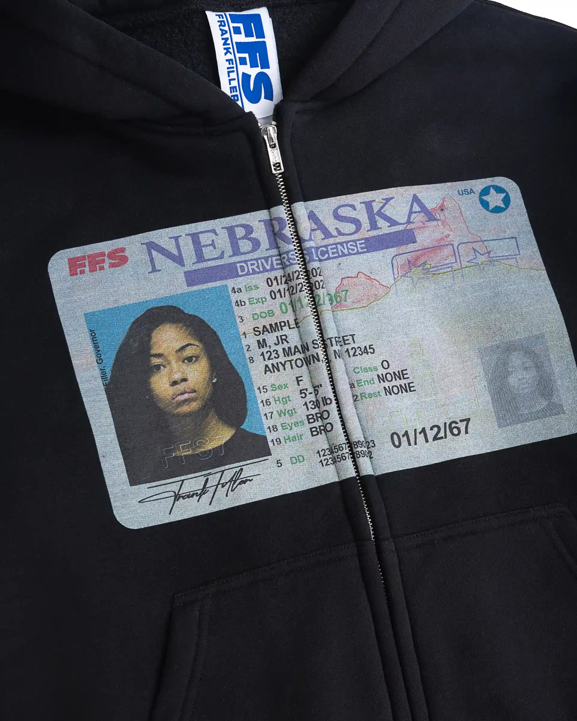 DRIVER LICENSE ZIP HOODIE BLACK